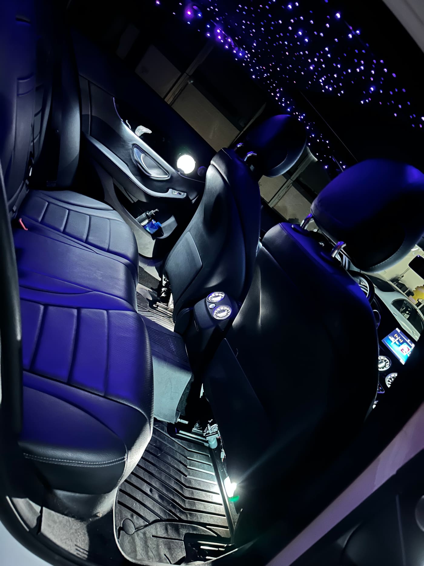 Starlight roof over the rear cabin of a Mercedes C-Class